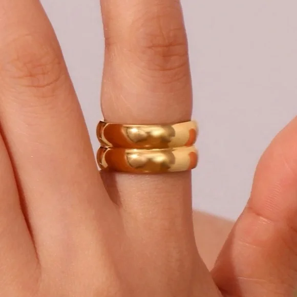 Inner Harmoni 18K Gold Plated Elegant Double Bubble Gold-Tone Women's Ring - Picture 2 of 6